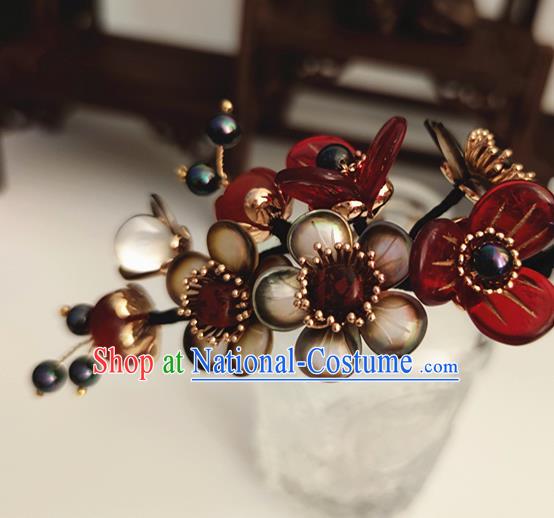 Chinese Traditional Ming Dynasty Plum Blossom Hair Comb Ancient Palace Princess Hairpin Headpiece