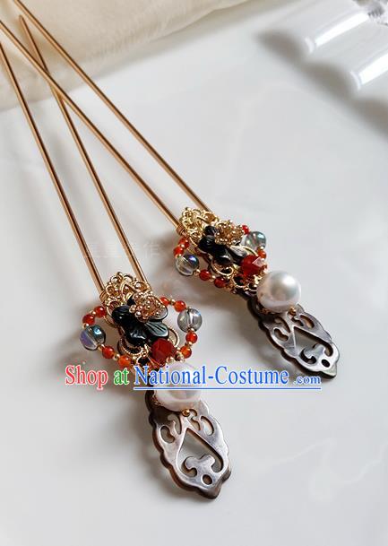 Chinese Traditional Hanfu Hair Stick Ancient Palace Princess Black Shell Hairpin