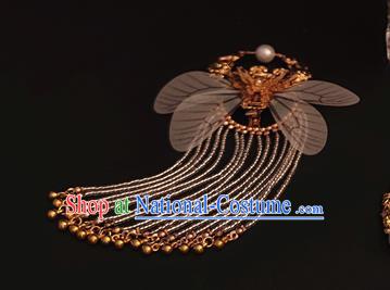 Chinese Traditional Hanfu Wings Hair Claw Ancient Palace Princess Golden Butterfly Tassel Hairpin