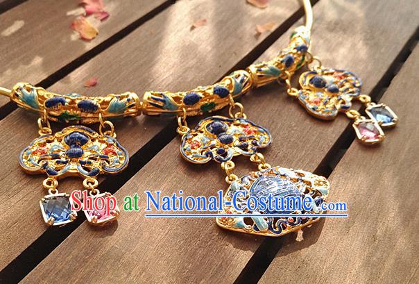 China Classical Ancient Imperial Concubine Cloisonne Necklace Traditional Qing Dynasty Court Necklet Accessories