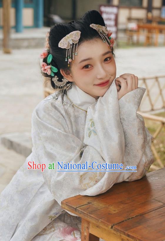 China Ancient Patrician Woman Embroidered Hanfu Clothing Traditional Ming Dynasty Court Historical Costumes Complete Set