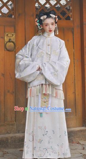 China Ancient Patrician Woman Embroidered Hanfu Clothing Traditional Ming Dynasty Court Historical Costumes Complete Set