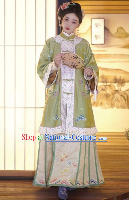 Traditional China Qing Dynasty Imperial Concubine Historical Costumes Ancient Noble Woman Embroidered Clothing