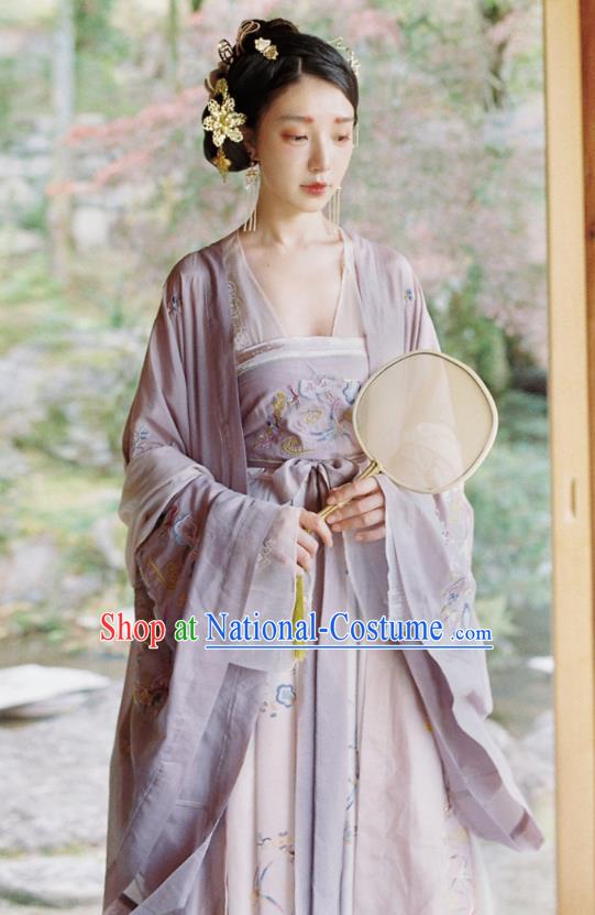 China Ancient Tang Dynasty Imperial Concubine Historical Costumes Traditional Embroidered Hanfu Dress Clothing for Women