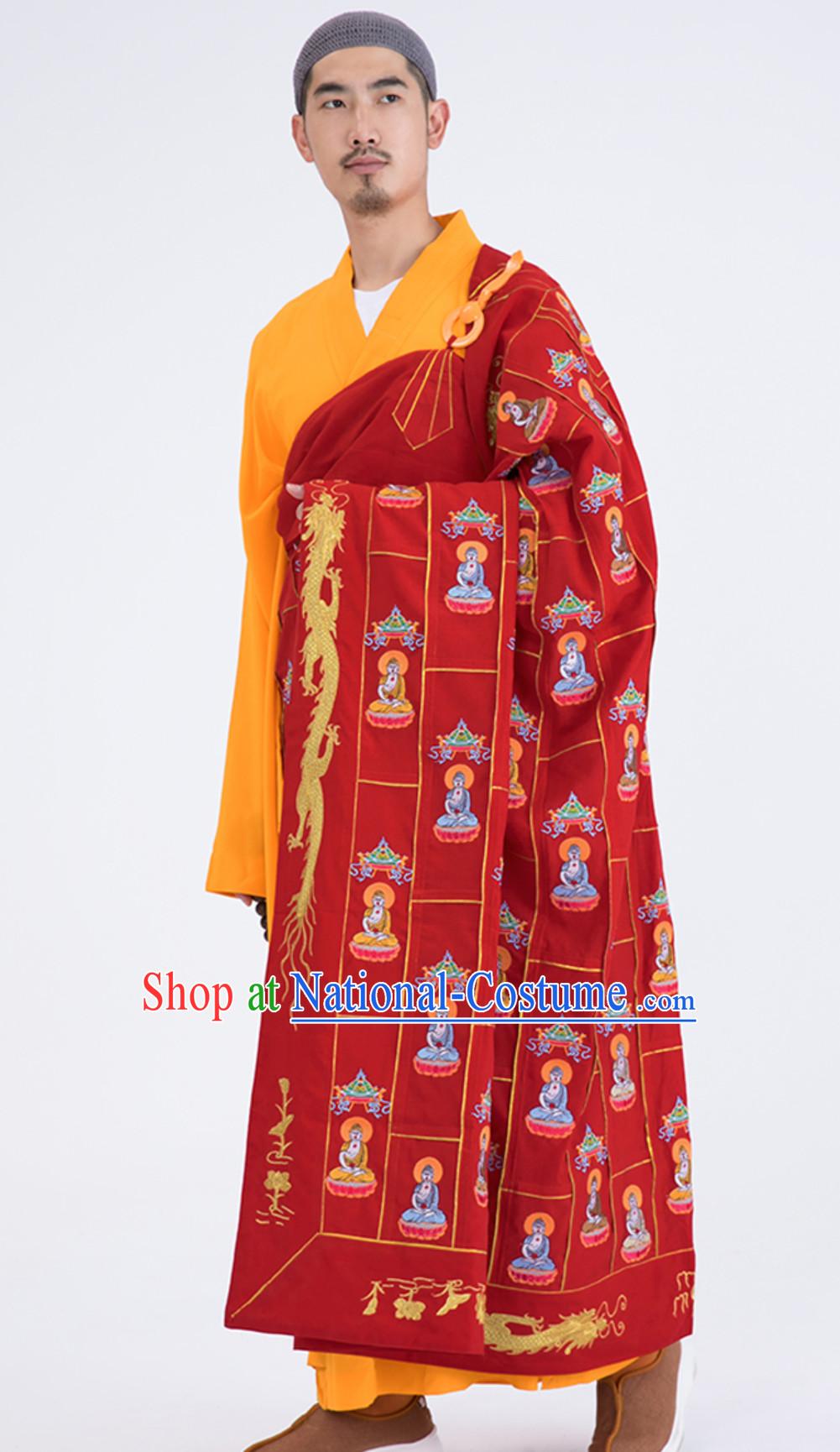 Chinese Traditional Kesa Kasaya Buddhist Monk Clothing Complete Set