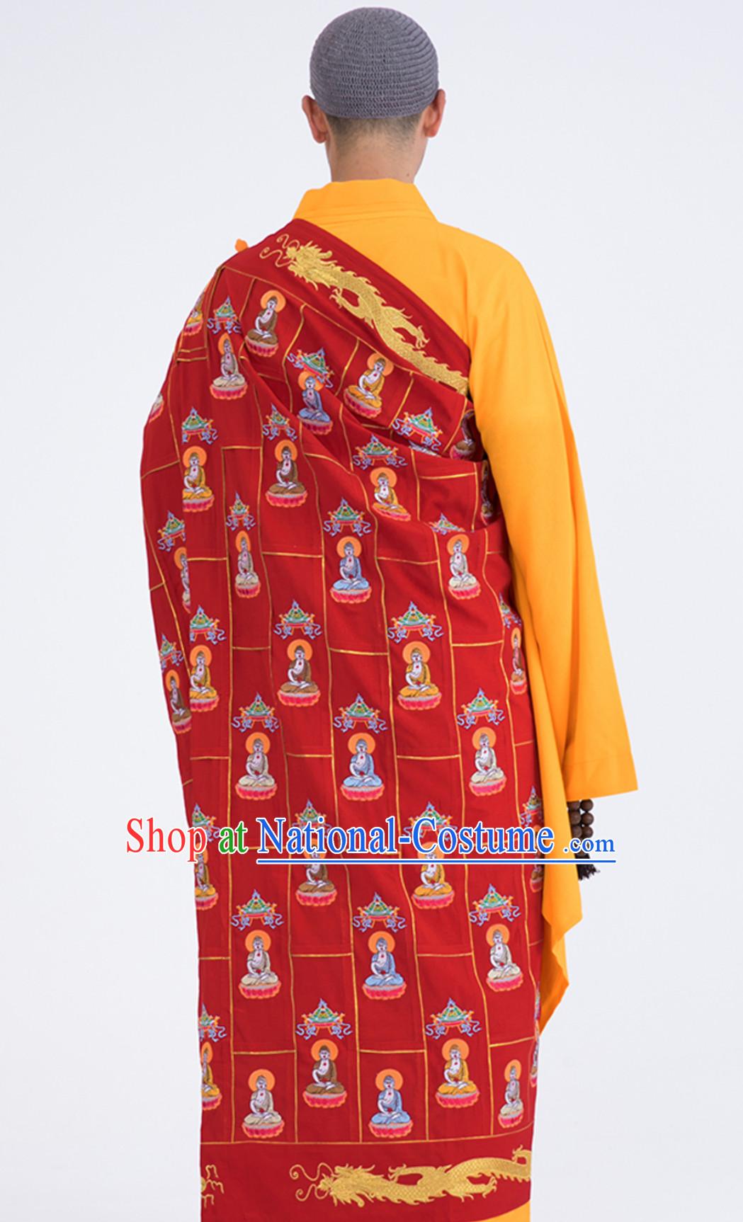 Chinese Traditional Kesa Kasaya Buddhist Monk Clothing Complete Set