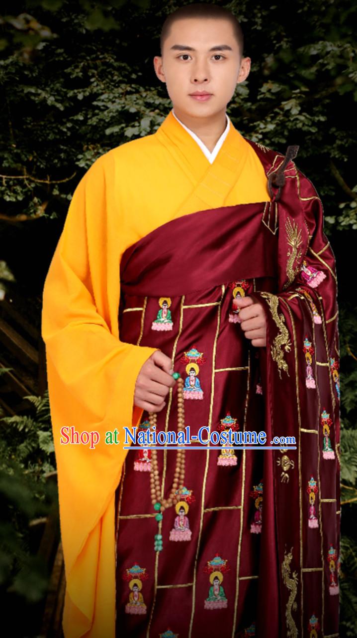 Chinese Classical Traditional Kesa Kasaya Buddhist Monk Clothing Qian Fo Yi Monk Garment Complete Set