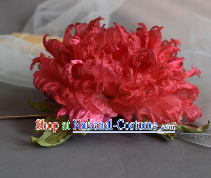 Chinese Traditional Tang Dynasty Hair Accessories Handmade Ancient Imperial Concubine Red Peony Hairpin