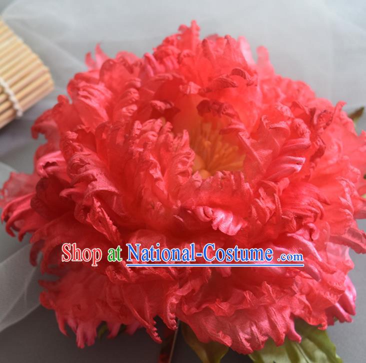 Chinese Traditional Tang Dynasty Hair Accessories Handmade Ancient Imperial Concubine Red Peony Hairpin