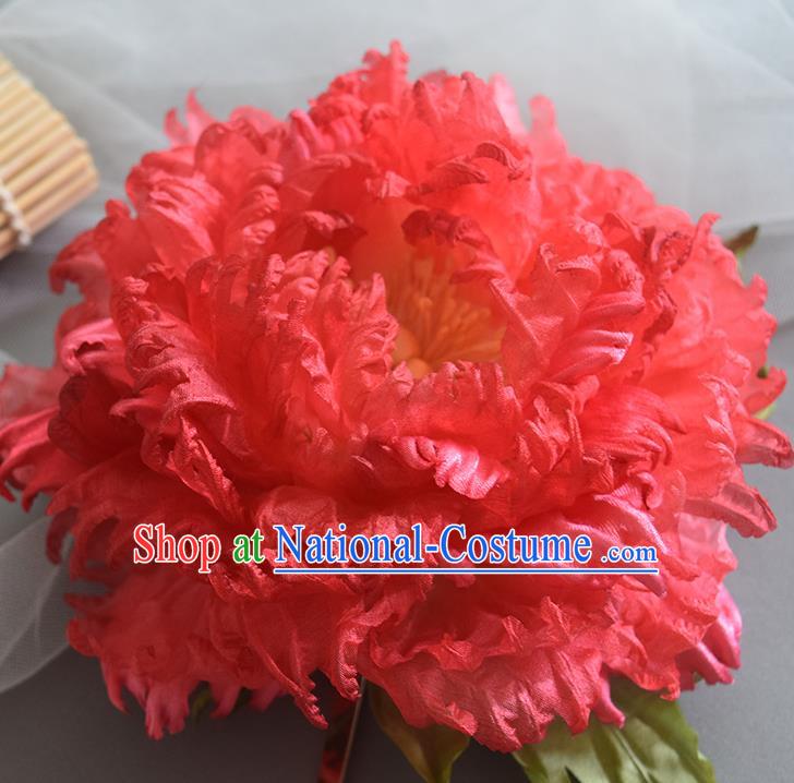 Chinese Traditional Tang Dynasty Hair Accessories Handmade Ancient Imperial Concubine Red Peony Hairpin