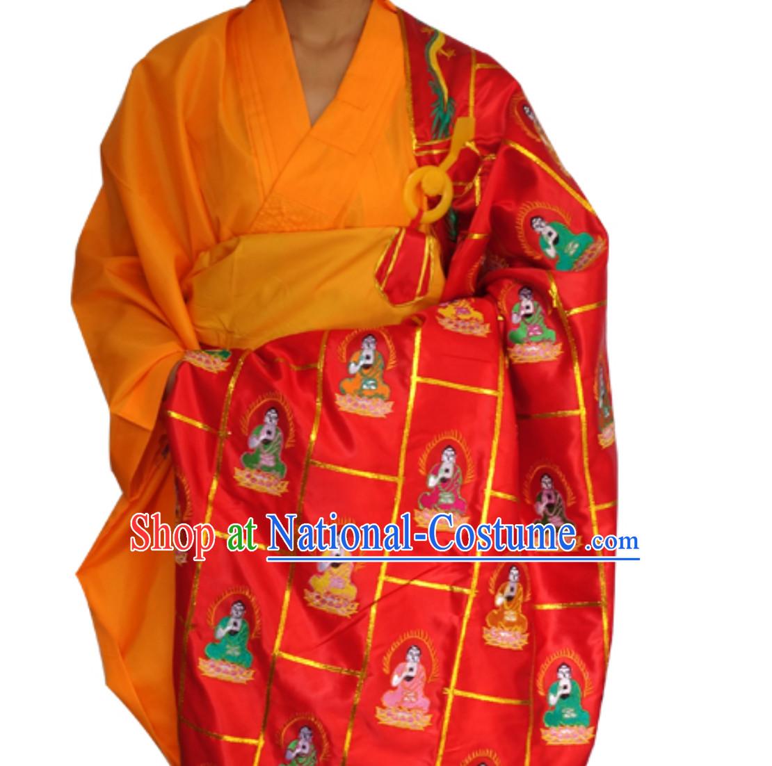 Chinese Ancient Kesa Kasaya Buddhist Monk Costumes Complete Set