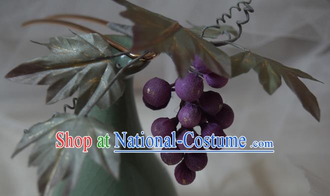 Chinese Handmade Hair Accessories Cheongsam Purple Grape Hairpin Traditional Hanfu Hair Stick