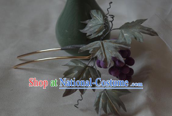 Chinese Handmade Hair Accessories Cheongsam Purple Grape Hairpin Traditional Hanfu Hair Stick