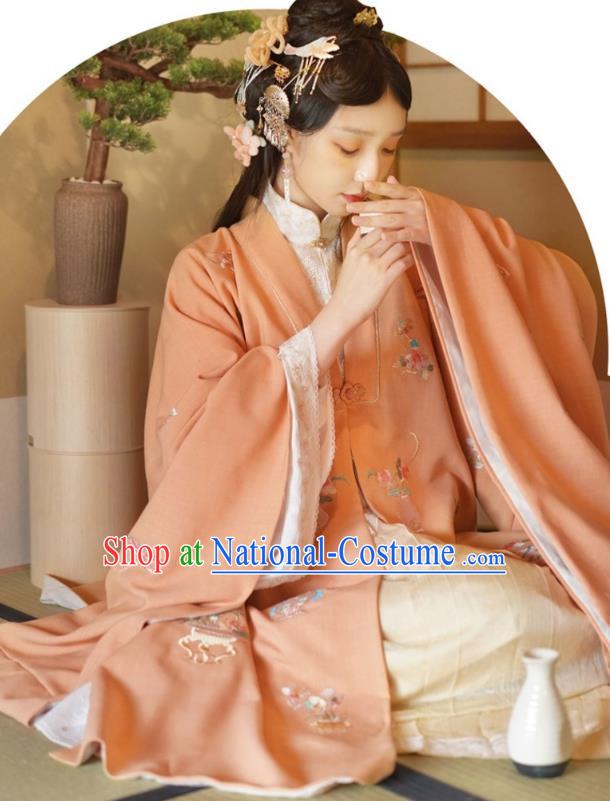 China Ancient Palace Princess Embroidered Hanfu Dress Apparels Traditional Ming Dynasty Noble Woman Historical Clothing