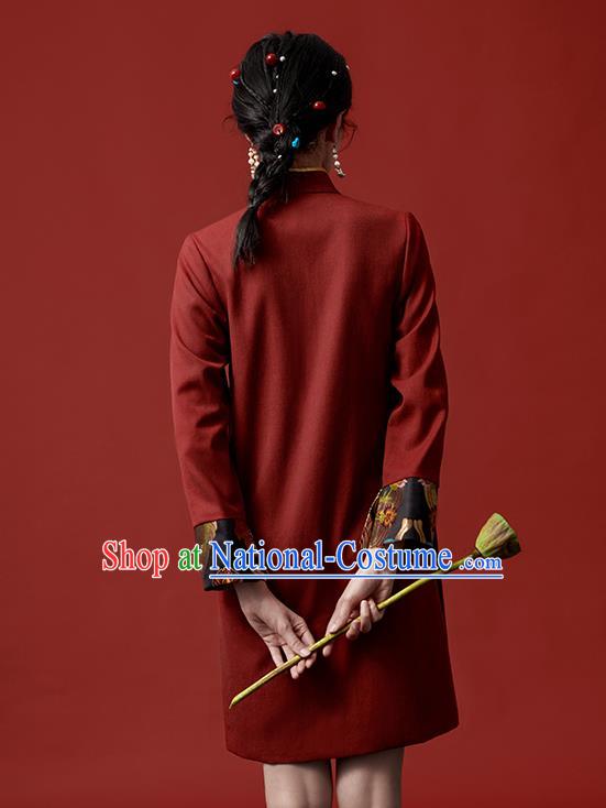 China Zang Nationality Red Dress Clothing Tibetan Ethnic Young Lady Costume