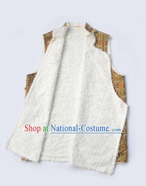 Chinese Zang Nationality Waistcoat Clothing Tibetan Ethnic Male Yellow Brocade Vest