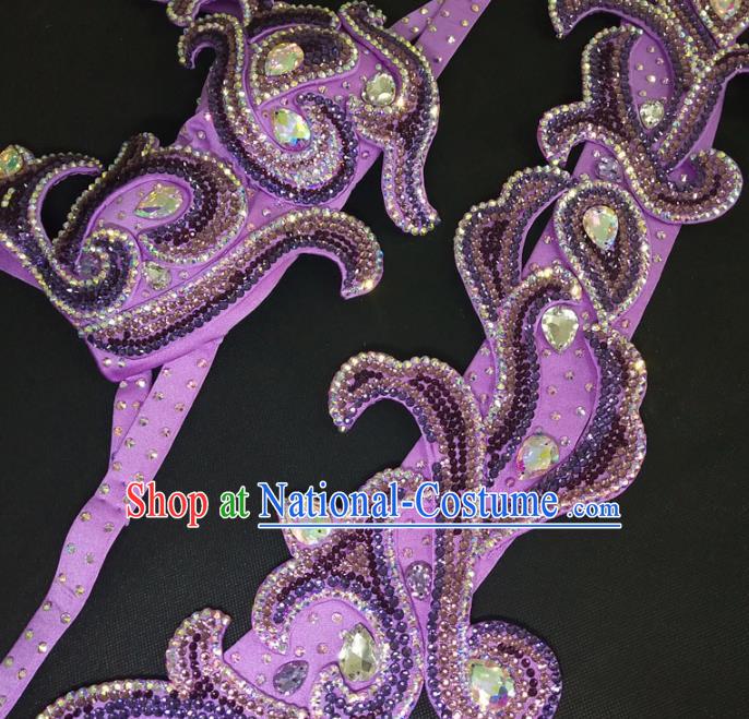 Indian Belly Dance Sexy Purple Outfits Traditional Asian Oriental Dance Competition Bra and Skirt Clothing