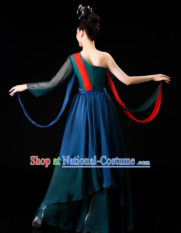 China Classical Dance Clothing Fan Dance Opening Dance Deep Green Outfits