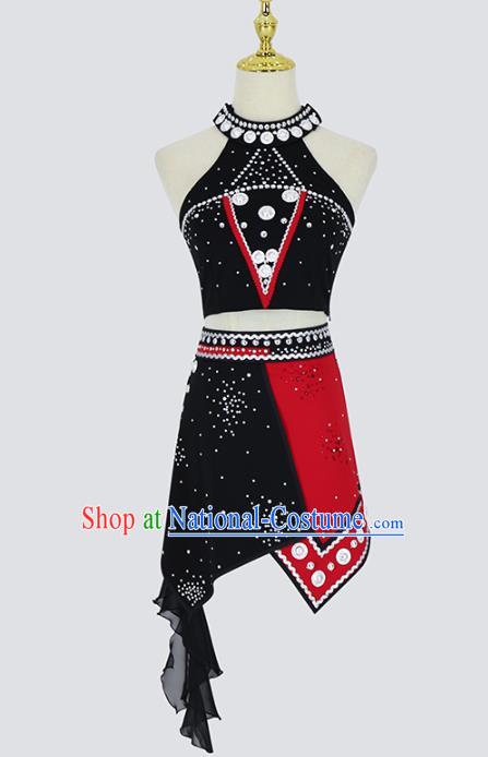 China Traditional Ethnic Dance Competition Clothing Wa Nationality Folk Dance Costumes