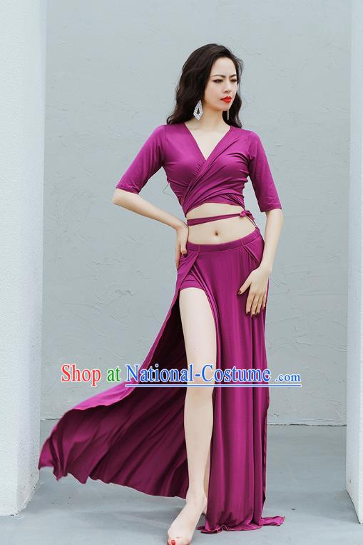 Traditional Bollywood Raks Sharki Training Purple Uniforms Indian Belly Dance Costume