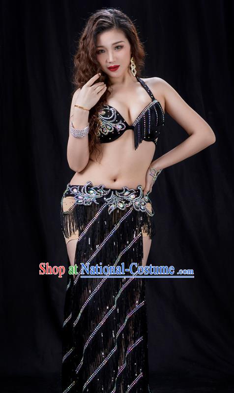 Indian Belly Dance Competition Sexy Black Uniforms Traditional Asian Oriental Dance Group Dance Costumes