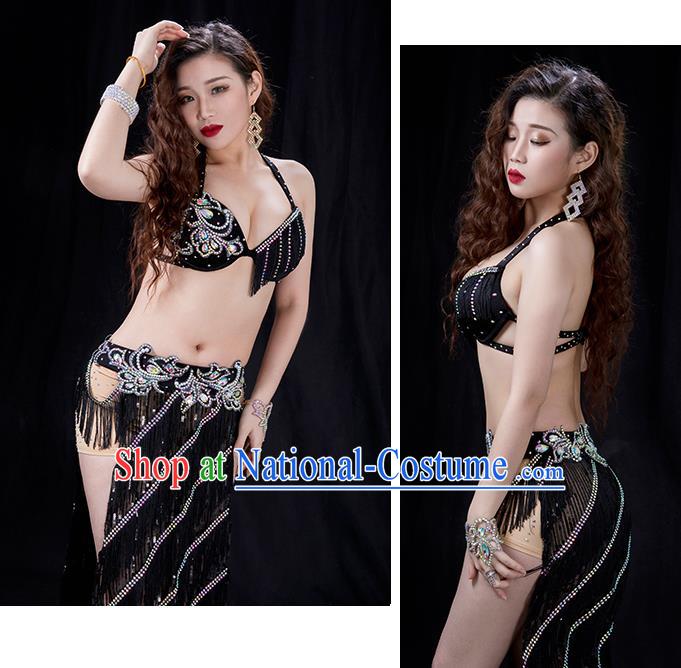 Indian Belly Dance Competition Sexy Black Uniforms Traditional Asian Oriental Dance Group Dance Costumes