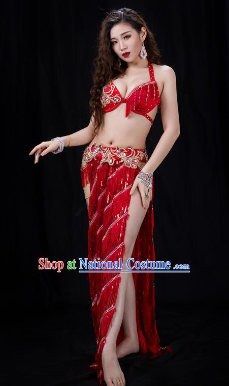 Traditional Asian Oriental Dance Group Dance Costumes Indian Belly Dance Competition Sexy Red Uniforms