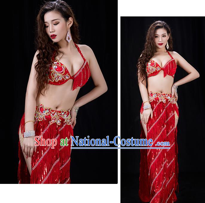 Traditional Asian Oriental Dance Group Dance Costumes Indian Belly Dance Competition Sexy Red Uniforms