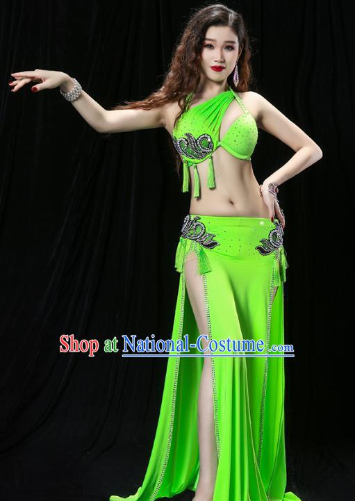 Traditional Asian Raks Sharki Oriental Dance Costumes Indian Belly Dance Stage Performance Green Uniforms