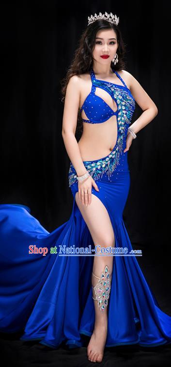 Indian Belly Dance Royalblue Fishtail Dress Traditional Asian Oriental Dance Performance Clothing