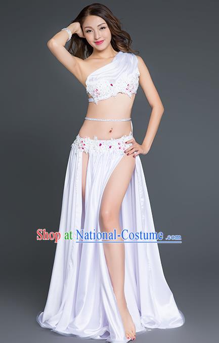 Indian Belly Dance Outfits Traditional Stage Performance Clothing Asian Oriental Dance White Bra and Skirt