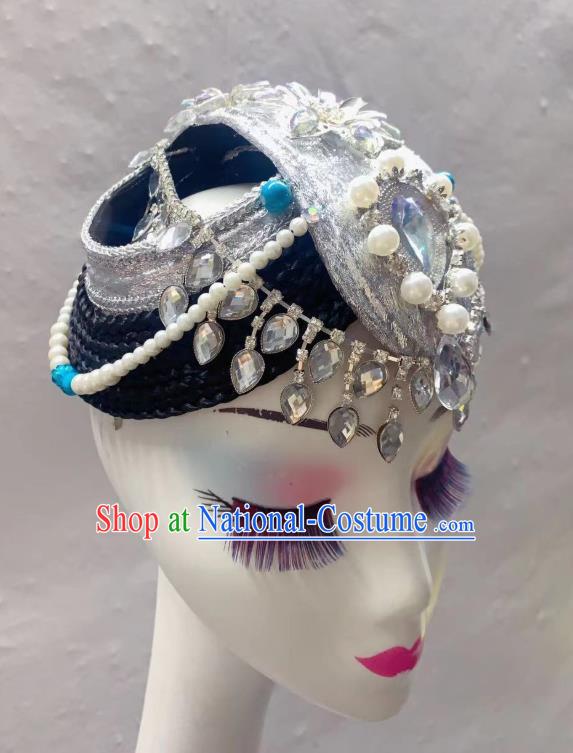 China Traditional Mongol Nationality Dance Hair Accessories Mongolian Ethnic Performance Wig Chignon Headwear