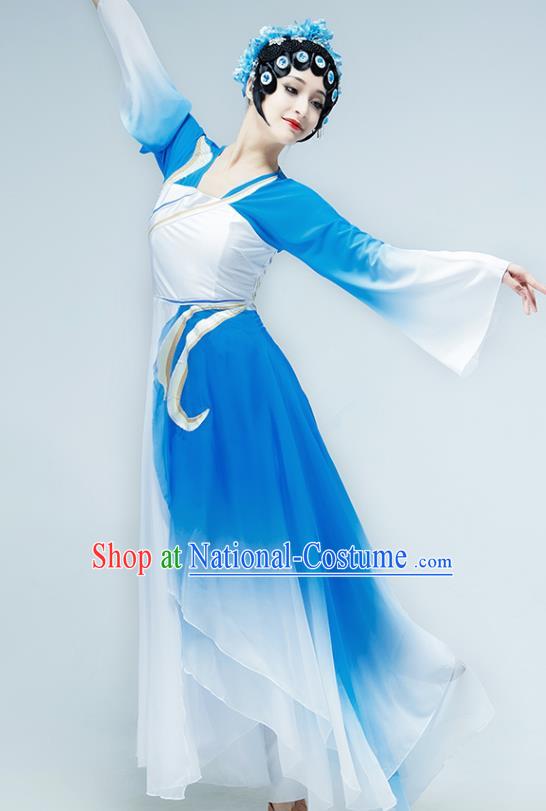 Chinese Beijing Opera Dance Blue Dress Classical Dance Stage Performance Clothing