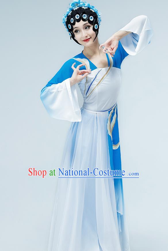 Chinese Beijing Opera Dance Blue Dress Classical Dance Stage Performance Clothing