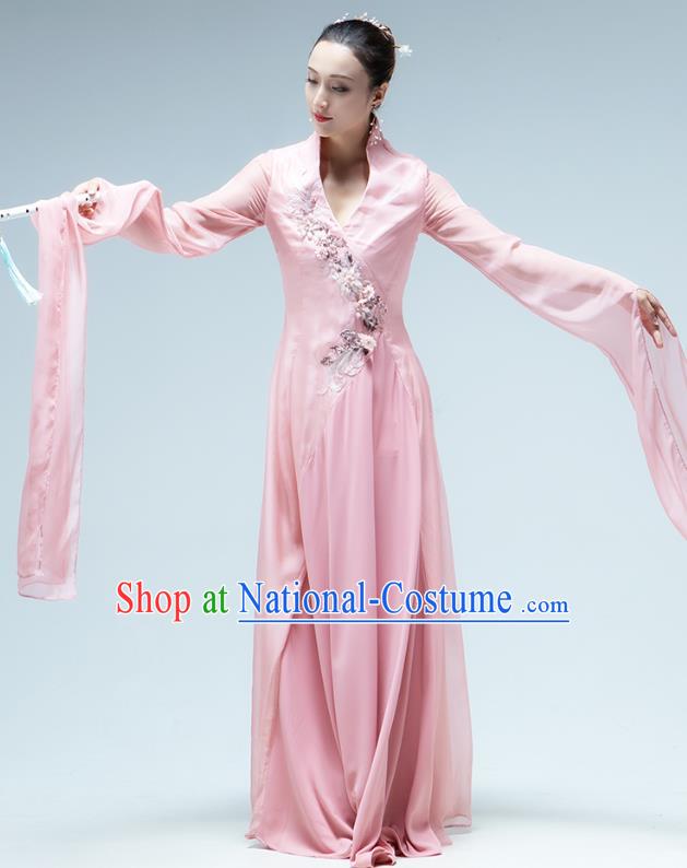 Chinese Classical Dance Pink Water Sleeve Dress Umbrella Dance Performance Clothing