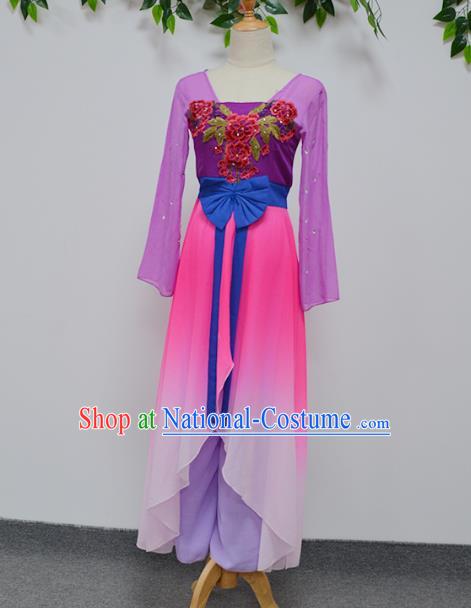 Chinese Umbrella Dance Clothing Classical Dance Purple Dress Stage Performance Outfits