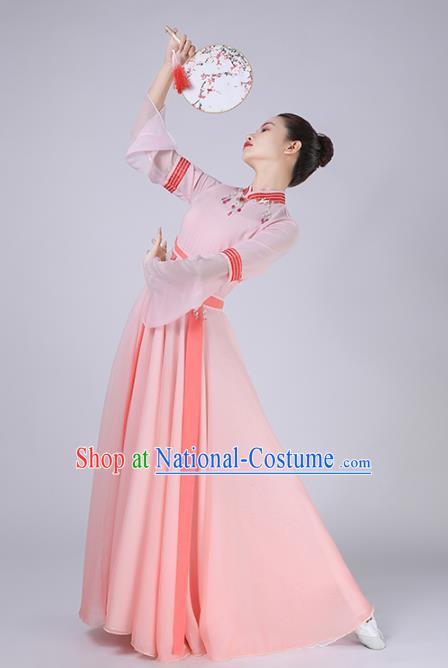 China Female Group Dance Clothing Fan Dance Costume Classical Dance Pink Dress