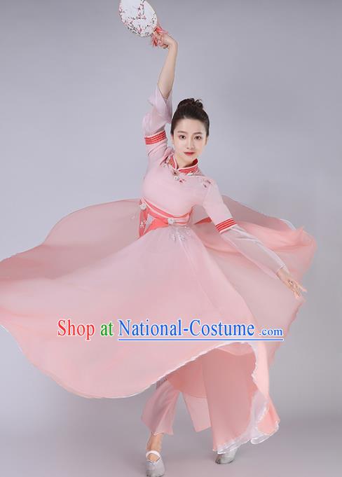 China Female Group Dance Clothing Fan Dance Costume Classical Dance Pink Dress