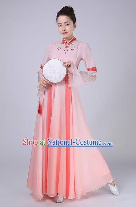 China Female Group Dance Clothing Fan Dance Costume Classical Dance Pink Dress