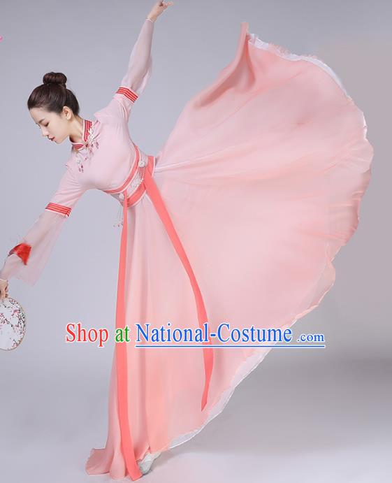 China Female Group Dance Clothing Fan Dance Costume Classical Dance Pink Dress