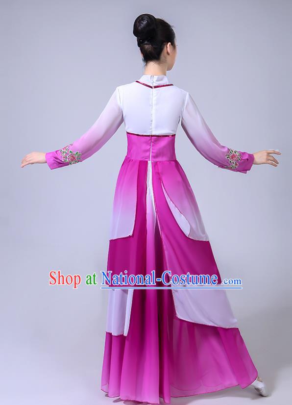 Chinese Ethnic Folk Dance Purple Dress Outfits Traditional Korean Nationality Dance Clothing