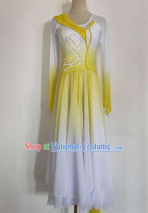 China Stage Performance Clothing Goddess Dance Costume Classical Dance Yellow Dress