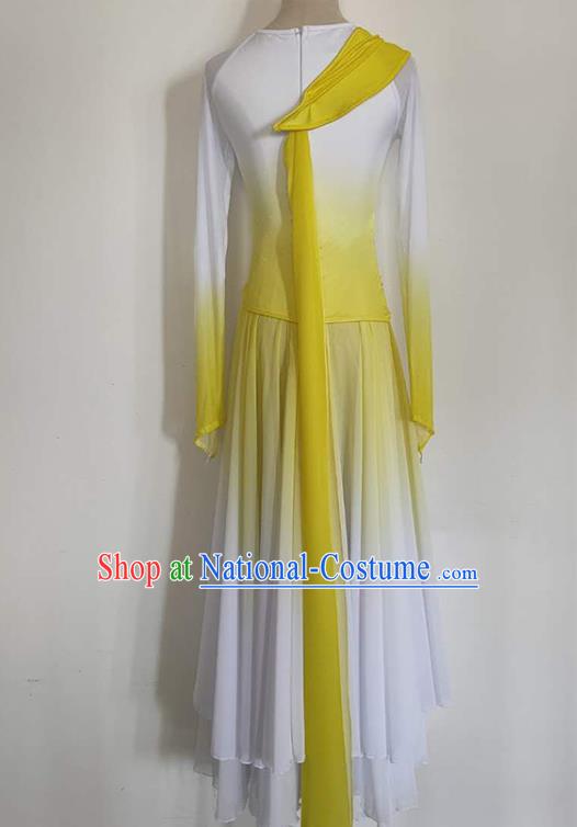 China Stage Performance Clothing Goddess Dance Costume Classical Dance Yellow Dress