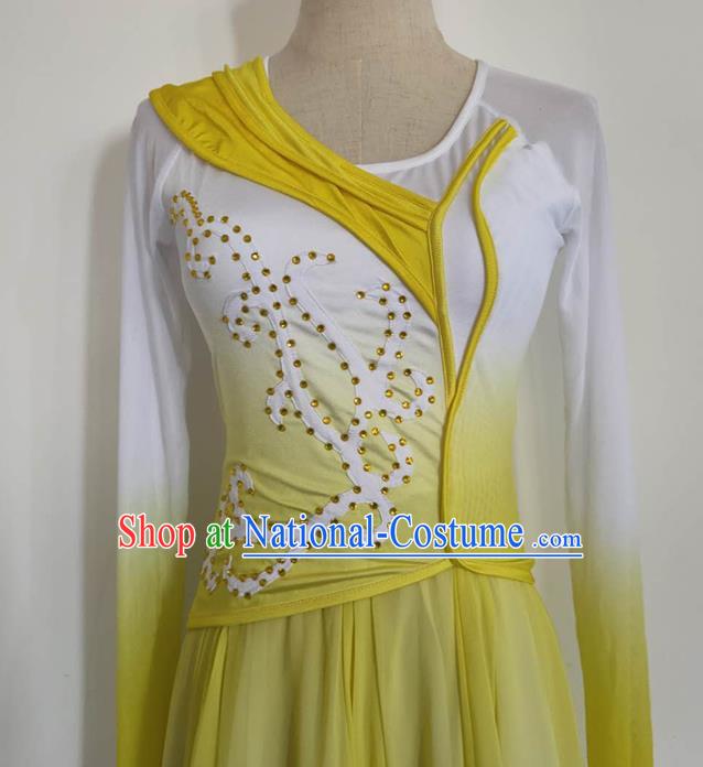 China Stage Performance Clothing Goddess Dance Costume Classical Dance Yellow Dress