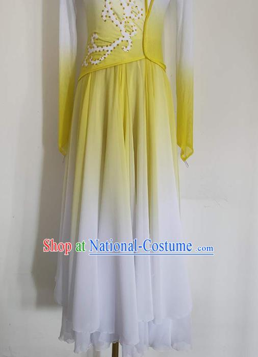 China Stage Performance Clothing Goddess Dance Costume Classical Dance Yellow Dress