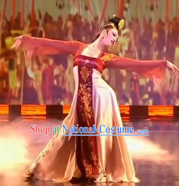 China Tang Dynasty Court Beauty Clothing Classical Dance Costume Stage Performance Hanfu Dress