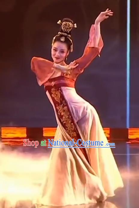 China Tang Dynasty Court Beauty Clothing Classical Dance Costume Stage Performance Hanfu Dress