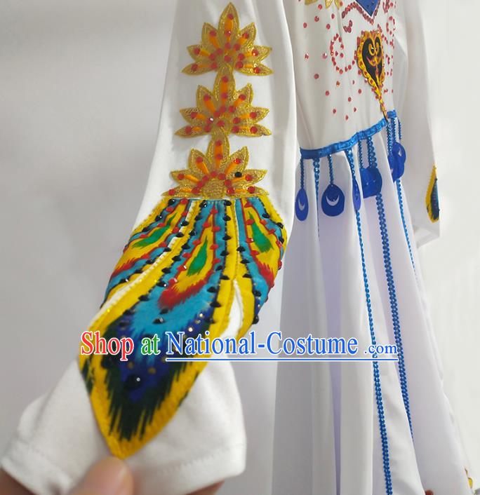 Chinese Xinjiang Ethnic Folk Dance Clothing Traditional Uyghur Nationality Stage Performance White Dress