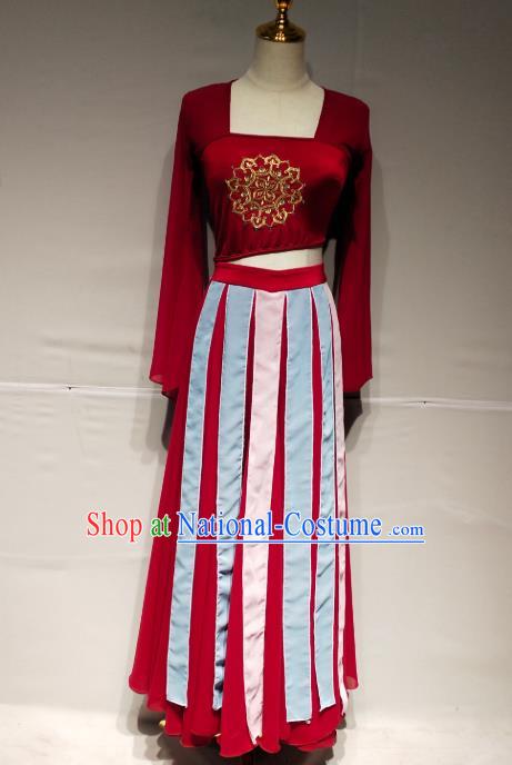 China Tang Dynasty Court Dance Stage Performance Costume Classical Dance Red Dress Clothing