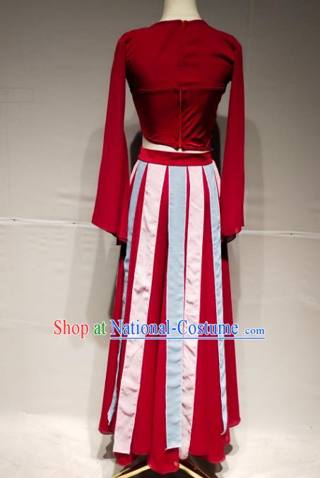 China Tang Dynasty Court Dance Stage Performance Costume Classical Dance Red Dress Clothing